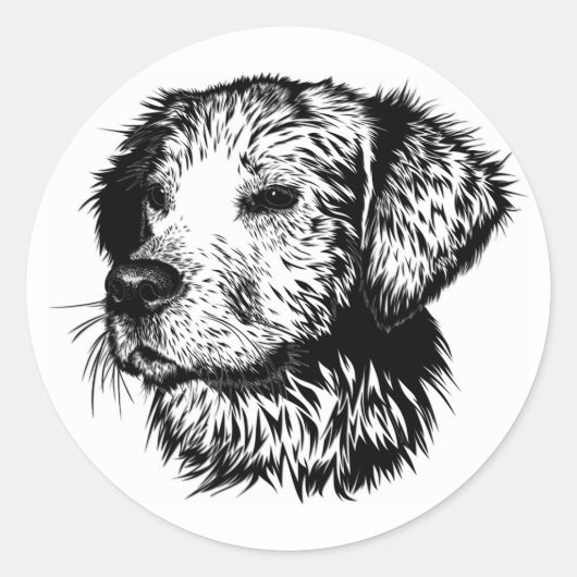 Canine Head schets Ronde Sticker (Voorkant)