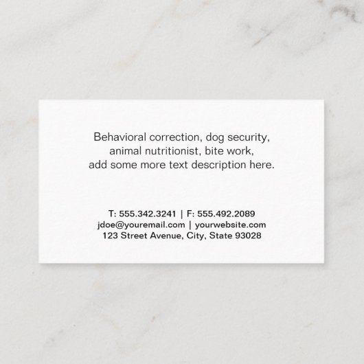 Canine Pack | Doggie-training en -zorg Visitekaartje (Achterkant)