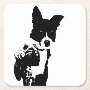 Canine Photographer Vierkante Kartonnen Onderzetter