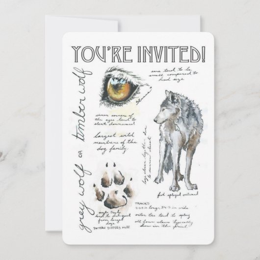 Canis Lupus Wolf Illustratie Uitnodiging (Voorkant)