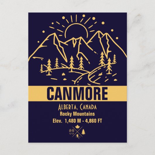 Canmore, Alberta Canada Minimalist Mountain Briefkaart (Voorkant)