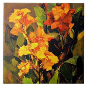 Canna Lilies, bloemschilderij van Franz Bischoff Tegeltje
