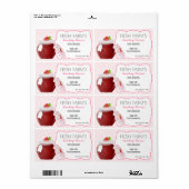 Canne aux fruits de fraise | Étiquette Jar (Feuille entière)