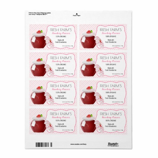 Canne aux fruits de fraise | Étiquette Jar (Feuille entière)