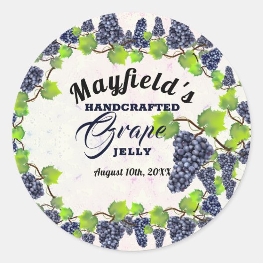 Canne aux fruits de raisin | Étiquette Jam Jar (Devant)