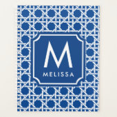 Canne bleue et blanche | Rattan | Monogramme (Devant)