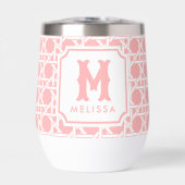 Canne rose et blanche | Rattan | Monogramme (Avant)