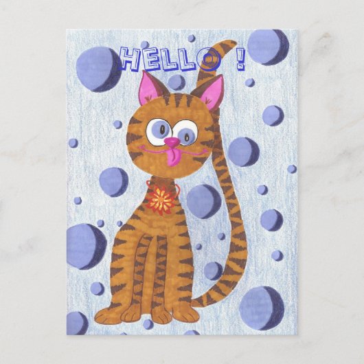 Cannelle de kat "Hallo!" briefkaart (Voorkant)