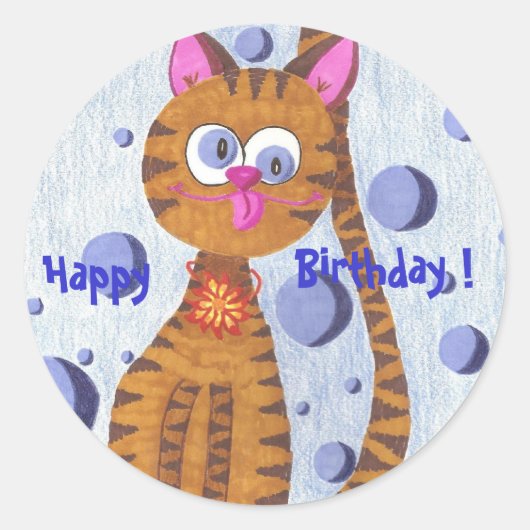Cannelle de kat Happy, Birthday! stickers (Voorkant)
