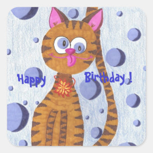 Cannelle le chat Joyeux Anniversaire ! Autocollant