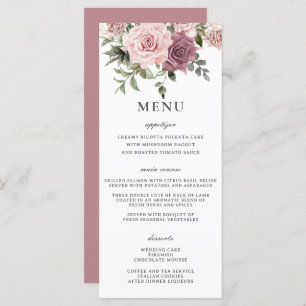 Cannelle Rose Blush Floral Greenery Menu Mariage
