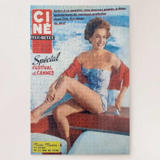 Cannes Beach Babe, stijl jaren 60. Legpuzzel (Verticaal)