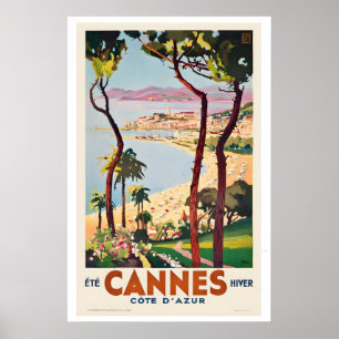 Cannes Côte d'Azur France Affiche de voyage vintag