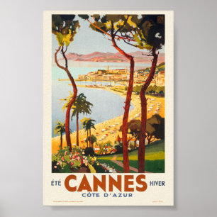 Cannes - Côte d'Azur France Affiche Vintage 1935