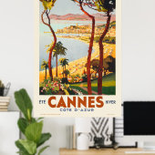Cannes - Côte d'Azur France Poster vintage 1935 (Bureau à domicile)