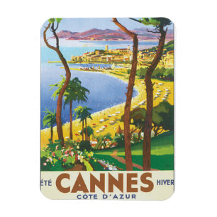 Cannes Cote D'Azur Vintage Travel Poster Magneet