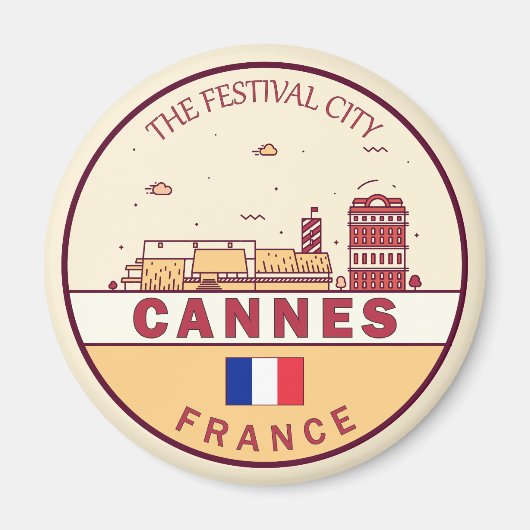 Cannes Frankrijk Skyline Embleem Magneet (Voorkant)
