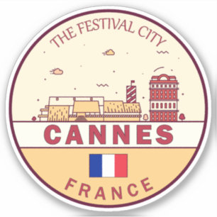 Cannes Frankrijk Skyline Embleem Sticker