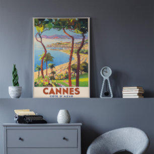 Cannes-French Riviera Vintage Travel Poser Poster