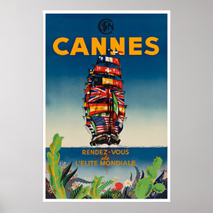 Cannes Impression France Affiche Voyage Vintage Fr