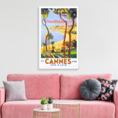 Cannes Vintage Travel Poster Canvas Afdruk (Insitu (Woonkamer))