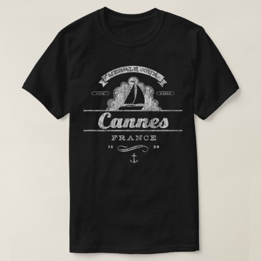 Cannes Zeilboot Nautische Throwback T-shirt (Design voorkant)