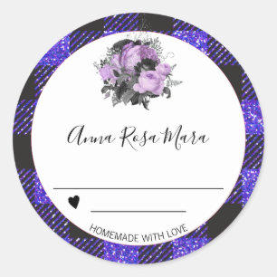 *~* Canning AP30 Grape Buffalo Gingham Homemade Ronde Sticker