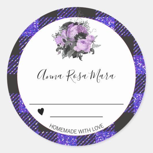 *~* Canning AP30 Grape Buffalo Gingham Homemade Ronde Sticker (Voorkant)