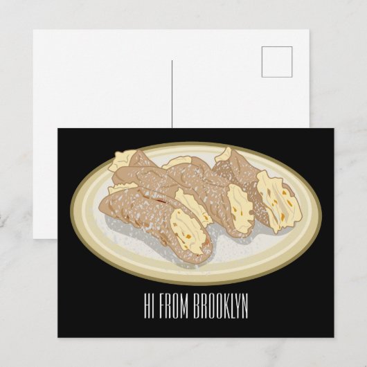 Cannoli cartoon illustratie briefkaart (Voorkant / Achterkant)