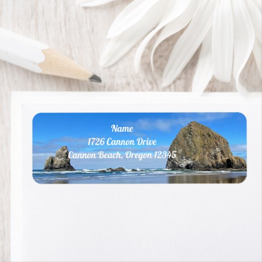 Cannon Beach Oregon Haystack Etiket (Insitu)