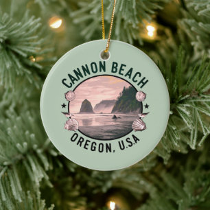 Cannon Beach Retro Vignet Keramisch Ornament