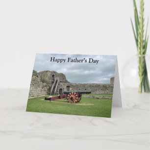 Cannon in Pevensy Castle Editable Father's Day Car Kaart