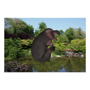 Cannonball Hippo Perfect Poster