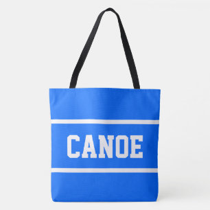 CANOE Atletiek Witte Tekst Strepen Op Zomer Blauw Draagtas