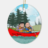 Canoe Couple Keramisch Ornament (Links)