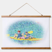 Canoë en pointillisme sur tapisserie murale (Devant)