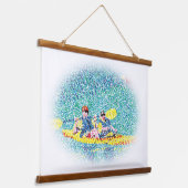 Canoë en pointillisme sur tapisserie murale (Angulaire)