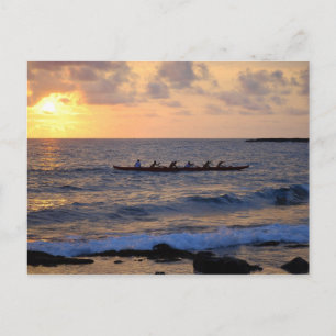 Canoë Outrigger au coucher du soleil, Hawaï, carte