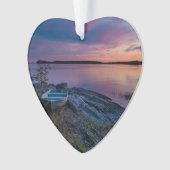 Canoe River Lake Water Dated Photo Custom Ornament (voorkant)