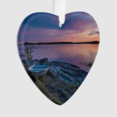 Canoe River Lake Water Dated Photo Custom Ornament (voorkant)