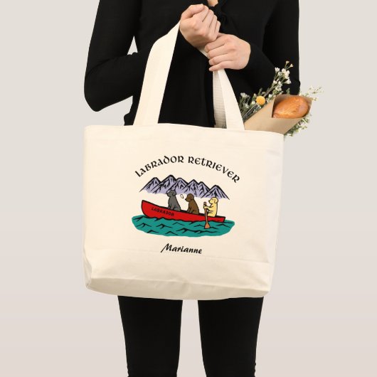 Canoeing Labrador Retrievers Grote Tote Bag (Voorkant (product))