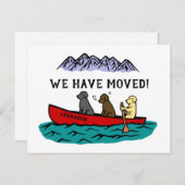 Canoeing Labrador Retrievers New Address Aankondigingskaart (Voorkant / Achterkant)