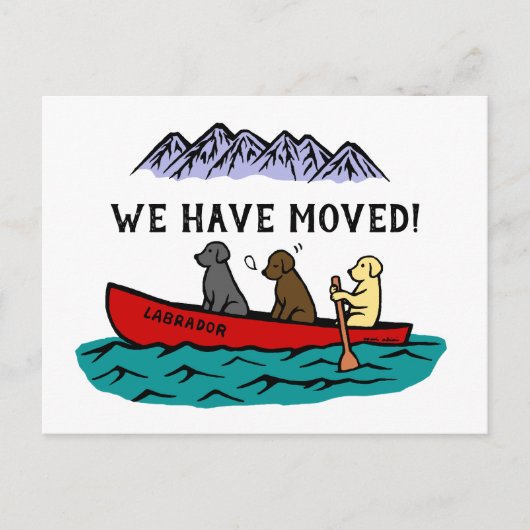 Canoeing Labrador Retrievers New Address Aankondigingskaart (Voorkant)