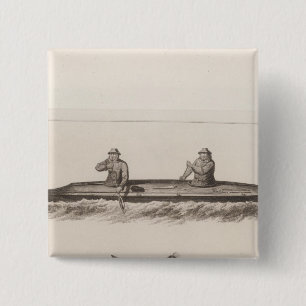 Canoes, Oonalashka, Alaska Vierkante Button 5,1 Cm