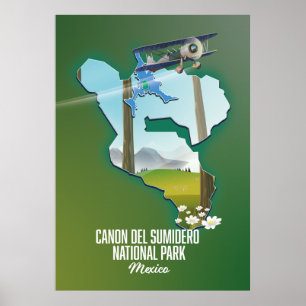 Canon del Sumidero, kaart van mexico Poster