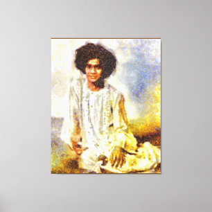 Canon Legends Sathya Sai Baba Benson Wit - Canvas Afdruk