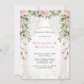 Canopée blanche Couples Floraux rose Invitations d (Devant)