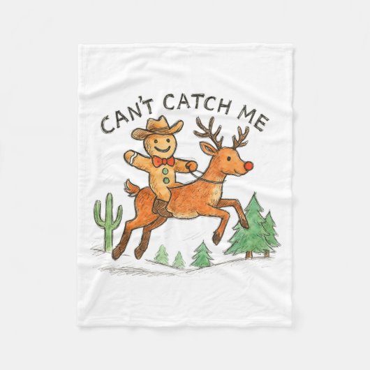 Can't Catch Me Cowboy Gingerbread Man Christmas  Fleece Deken (Voorkant)