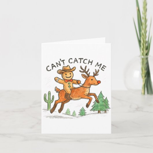 Can't Catch Me Cowboy Gingerbread Man Christmas  Kaart (Voorkant)