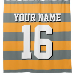 Cantaloupe Sinaasappel Houtskool Sport Jersey Stri Douchegordijn